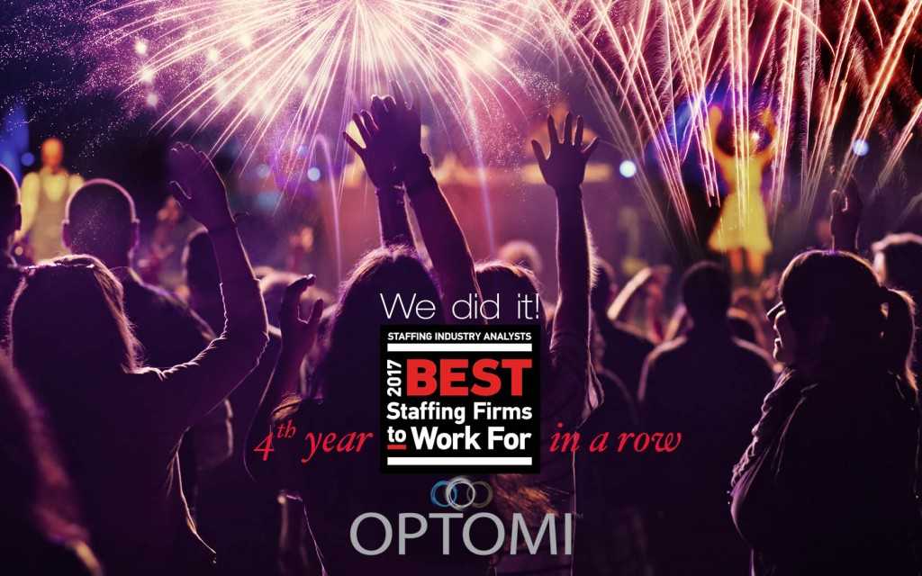 For the Fourth Consecutive Year, Optomi named one of the Best Staffing Firms to Work For®